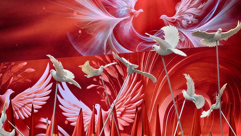 Vietnamese performers participate in a parade celebrating the 50th anniversary of the end of the war on Wednesday, April 30, 2025, in Ho Chi Minh City, Vietnam. (AP Photo/Richard Vogel)