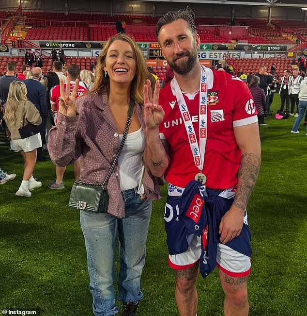 He later posted a celebratory picture with Gossip Girl actress Blake Lively on the pitch