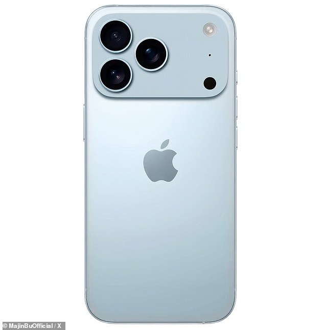A leak claims that the iPhone 17 Pro will be available in a new Sky Blue option (leak pictured)