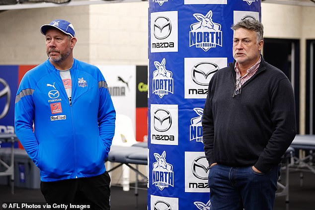 Roos footy boss Todd Viney (right) blasted Cornes for the comments claiming they were 'personal and vindictive'