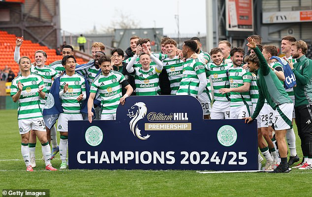 Celtic sealed the Premiership title with a 5-0 win over Dundee United at Tannadice