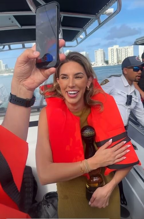 One of the cruisers was seen cradling a bottle of Clase Azul Gold Tequila she managed to swipe off the yacht