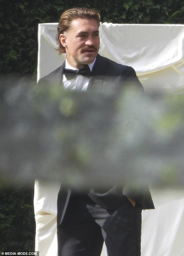 Connor Watson (pictured) crossed over for a try on Friday night, his third try of the 2025 season, and on Monday, donned a suave tuxedo with a bow tie for the event