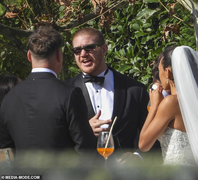 Napa (pictured), who retired in 2023, laughed and joked with the happy couple over an Aperol Spritz