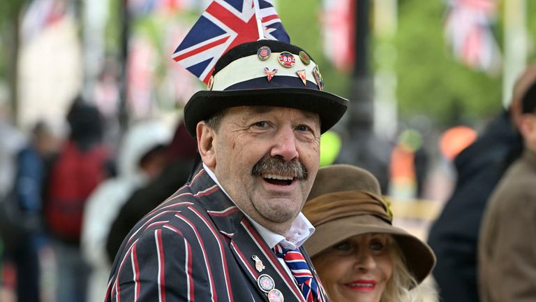 People line the Mall wearing British flags and memorabilia as they wait for the start of the VE Day 80th anniversary parade.
Pic: AP