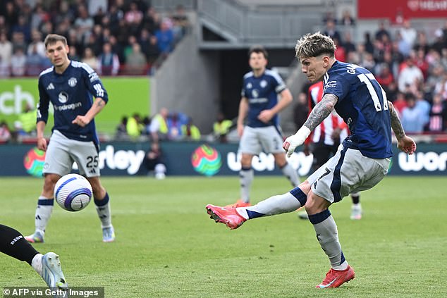 But the Red Devils winger scored a beautiful, curling effort during their 4-3 defeat at Brentford