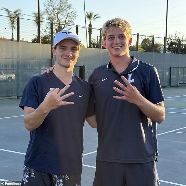 Levi (right) and his tennis partner, Cooper Schwartz (left), had won the Mission League doubles championship just days before he was killed
