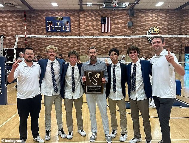 Levi (second from left) was the captain of the varsity tennis team and 'one of the most accomplished student-athletes in program history,' according at statement from the school's athletics department