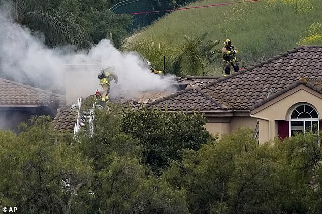 The aircraft crashed into the homes with a loud bang and a fire broke out. The people inside the homes were able to evacuate