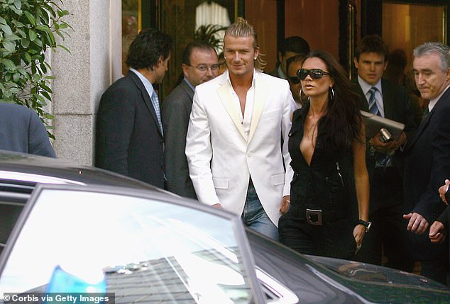 Beckham, pictured with wife Victoria in Spain in 2003, said it was a dream to play for Real