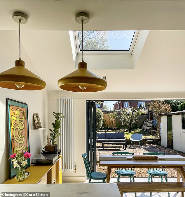 After: Carla had more than 100,000 people tracking her on Instagram as she created a stylish kitchen/diner in her Chester home