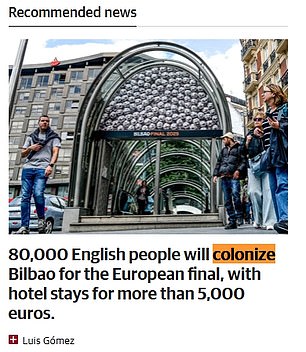 Spanish outlet El Correa talk of 'colonisation'