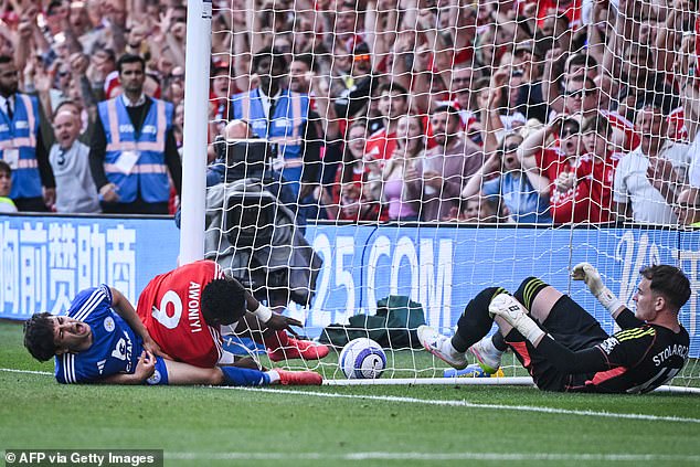 Awoniyi collided heavily with the post during the 2-2 draw with Leicester on Sunday