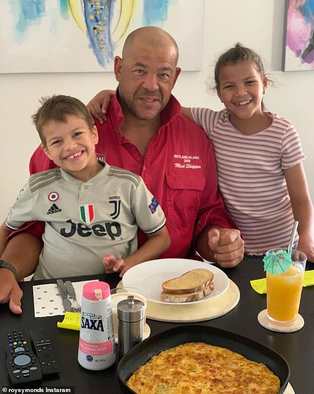 Former Aussie cricket star Andrew Symonds is pictured with his children Billy and Chloe