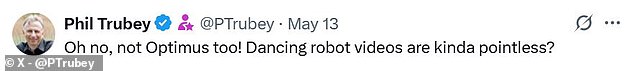 Grok's view that Optimus lacked practical uses was shared by some commenters, with one calling the dancing 'kinda pointless'