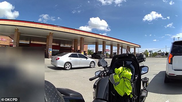 The officer clocked West going 58mph in a 45mph zone on Mustang Road, just outside city limits