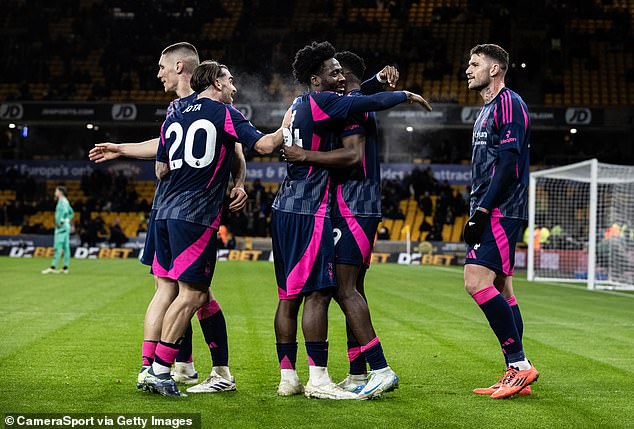 Aina (centre with Awoniyi), who is a team-mate for club and country, expressed his frustration and sadness that the striker's injury came after the assistant referee didn't put her flag up