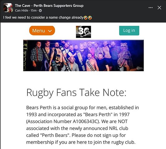 It has prompted members from the social group to clarify the exact nature of their membership in a Facebook post (pictured)