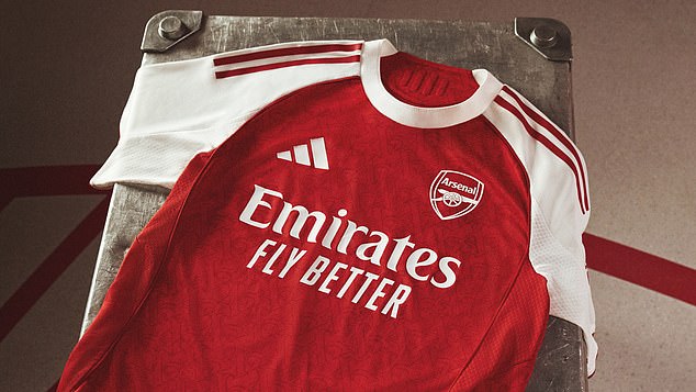The new shirt has red stripes across the shoulders and a new 'A' detail stitched into the shirt