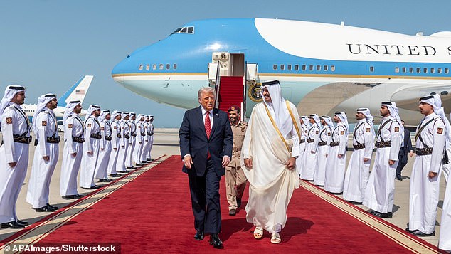 Trump arrived in Qatar on Wednesday and was greeted by Emir of Qatar, Tamim bin Hamad Al-Thani