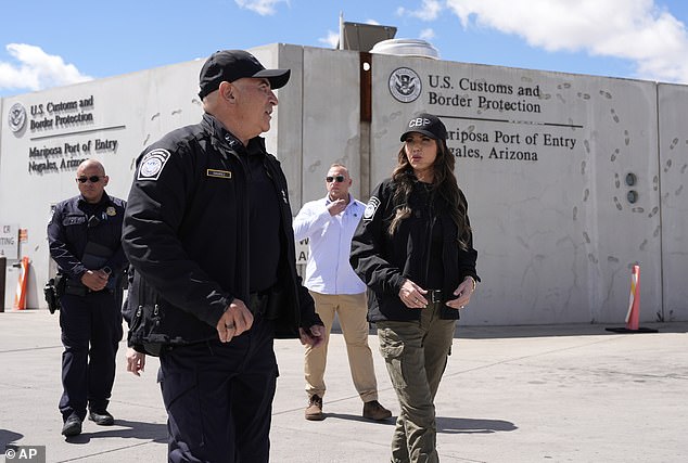 Rancher and former beauty queen Noem earned the nickname ICE Barbie for pairing make-up and hair extensions with guns and tactical gear in posed photos with border agents.