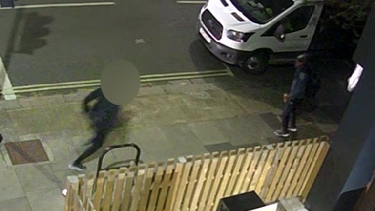 A suspect runs past Mr Richards. Pic IOPC/PA