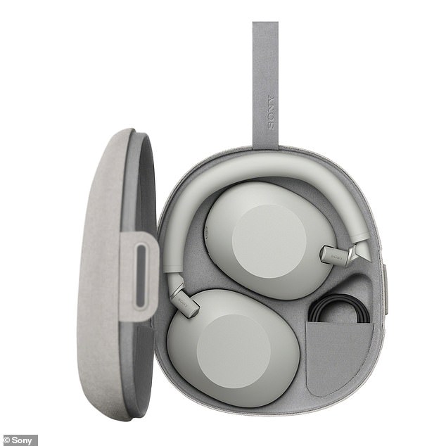 The new headphones are foldable and come with a snap case.