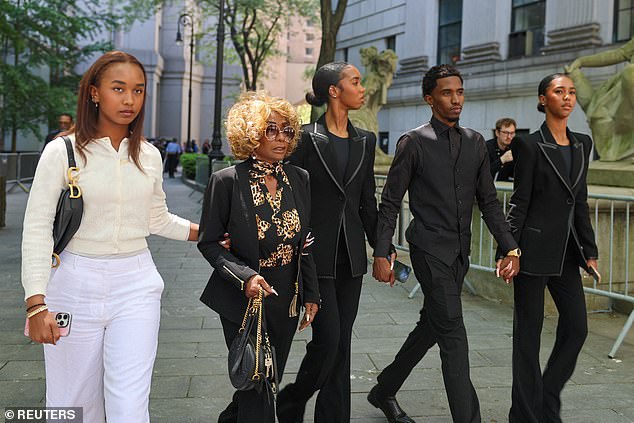 Janice Combs, mother of Sean Combs, and other family members leave the trial earlier this week