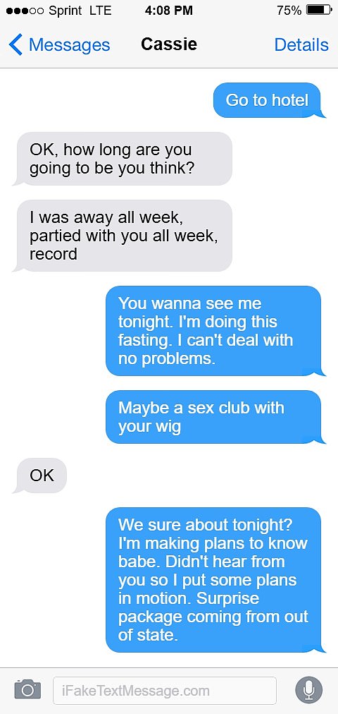 Another reads as Diddy and Cassie trying to stage a visit to a sex club