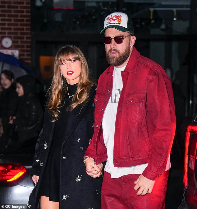 Last month Taylor's boyfriend Travis Kelce unfollowed Blake's husband Ryan on Instagram; Taylor and Travis seen in 2024