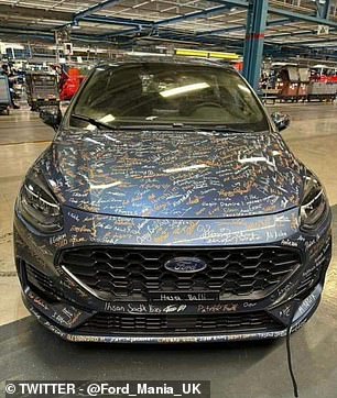 The last Fiesta to come off the assembly line on 7 July 2023. It was signed by the staff at the Cologne factory