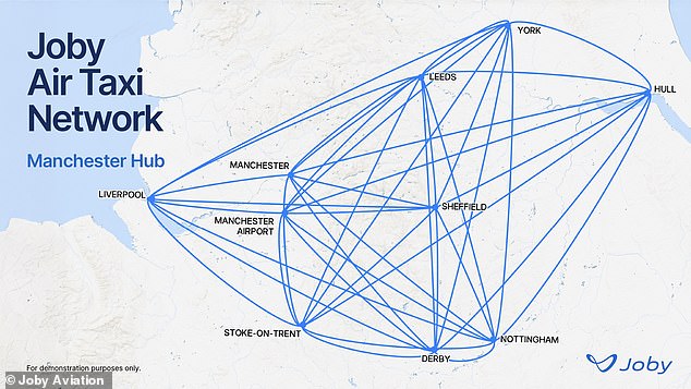 A northern hub will operate across Manchester, Manchester Airport, Liverpool, Stoke-on-Trent, Derby, Nottingham, Sheffield, Leeds, York, and Hull
