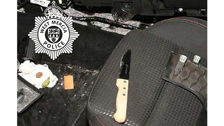 A knife was found in Craig Nunn's car following the collision.
Pic:West Mercia Police/PA