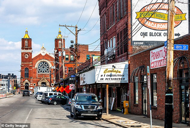 Downtown Pittsburgh where Primanti Brothers, the famous sandwich shop, sits