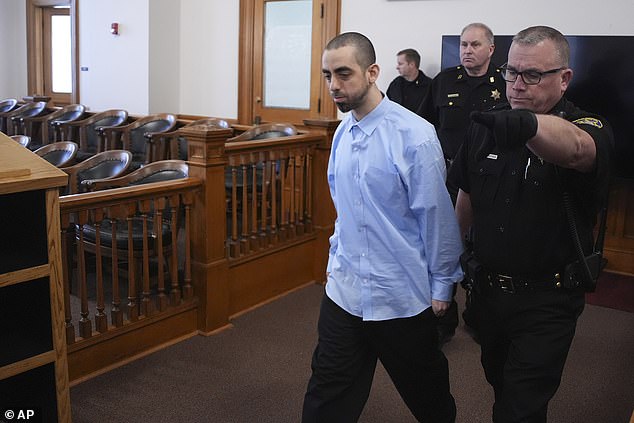 Before being sentenced, Matar stood and made a statement about freedom of speech in which he called Rushdie a hypocrite. Picture shows Matar in February