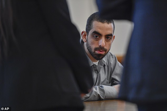 Hadi Matar sits in Chautauqua County court in Mayville, N.Y., Feb. 21, 2025