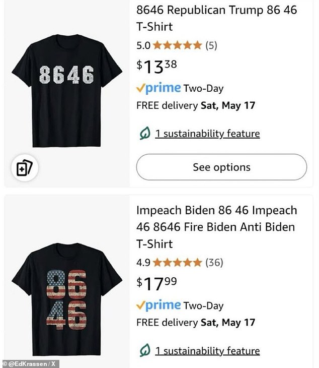 Krassenstein also pointed out that conservatives had also sold '86 46' shirts during the Biden administration