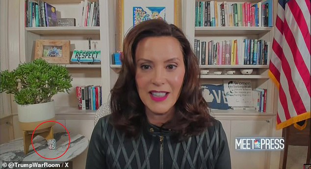 Michigan Governor Gretchen Whitmer made headlines in October 2020, during Trump's first term as 45th president, when she appeared on an interview with '86 45' in the background