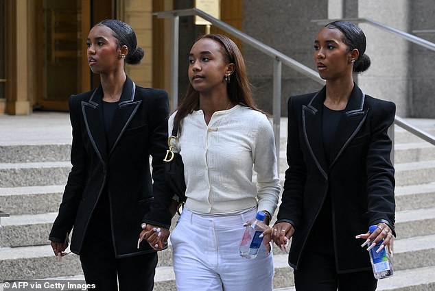 Combs's kids – sons Quincy, 33, Justin, 30, and Christian, 26, and daughters Chance, 18, and twins D'Lila and Jessie, 18 – have paraded into the courthouse seemingly dressed for the Grammy Awards. (Pictured: Jessie, Chance and D'Lila Star Combs).