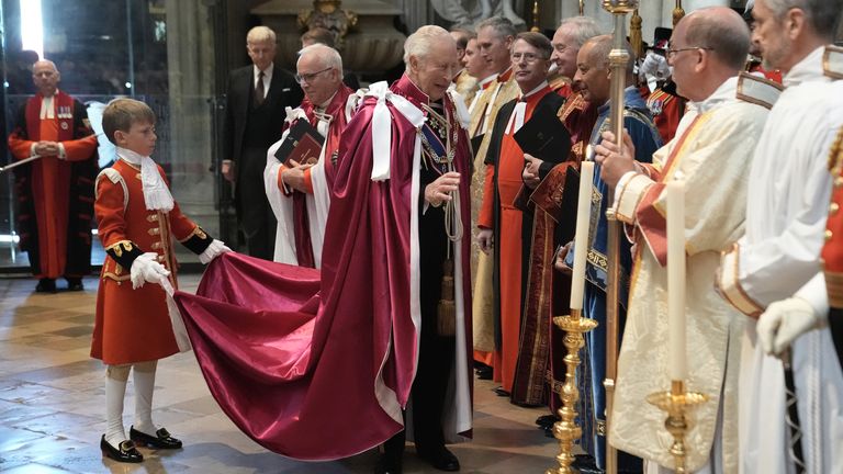This is the first ceremony Charles attended as sovereign of the order. Pic: Stefan Rousseau/PA Wire