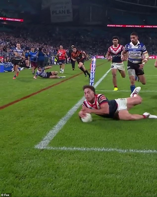 He was then able to ground the ball to complete one of the greatest tries the NRL has ever seen
