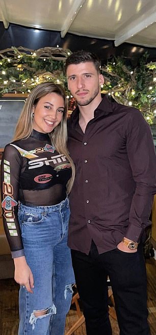Dias is pictured with ex-girlfriend Mariana Goncalves