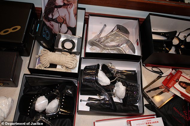 Gannon said that in total they found 13 pairs of high-heeled shoes and held up a bag for the jury showing a red pair