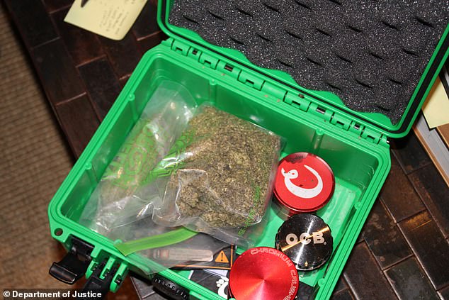 A bright green case with Diddy's name on it was used to transport the rapper's marijuana, this photo suggests