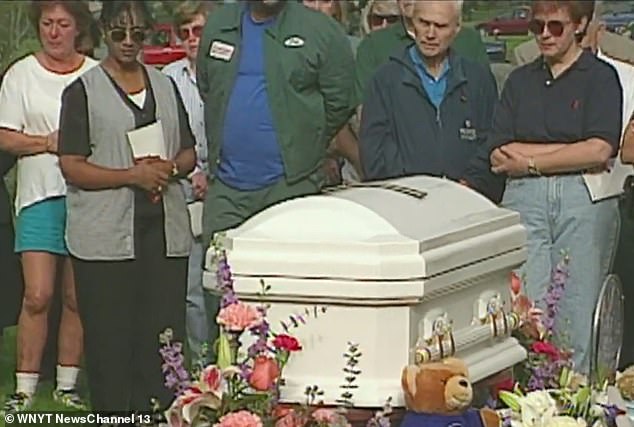 The tiny victim was laid to rest in a white casket at Graceland Cemetery