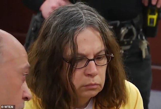 Prosecutors said that Mazzuca, who was 25 at the time, smothered the child before taking him to the park and setting it on fire. She is seen here in court earlier this year