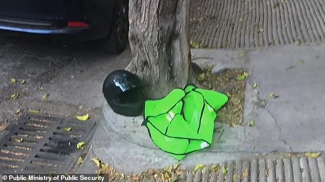 Mexico City authorities recovered a helmet and vest that was used by one of the suspects in Tuesday's assassination of two officials from the mayor's office