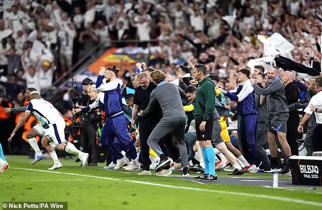 Players flooded onto the pitch after Tottenham won their first European trophy in 41 years