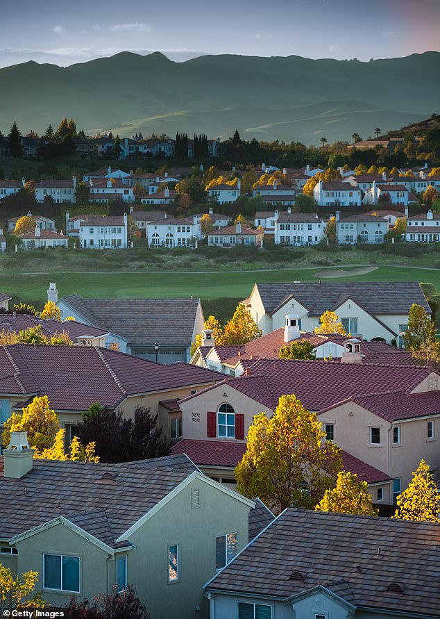 San Ramon, California, ranked at No. 180 on the list, suggesting that the high cost doesn't necessarily equate to being considered the best places to live (pictured: homes on cul-de-sac streets in the hills of San Ramon)