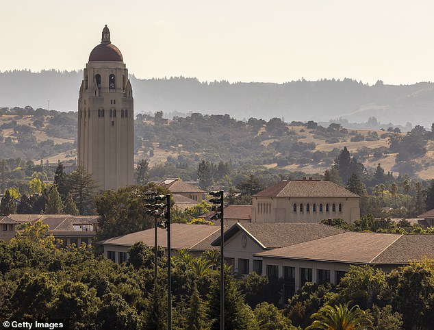 With more than 400 cities in California, only three broke into the top 200 - Palo Alto being the first, ranking at No. 148 (pictured: view of Stanford University in Palo Alto)